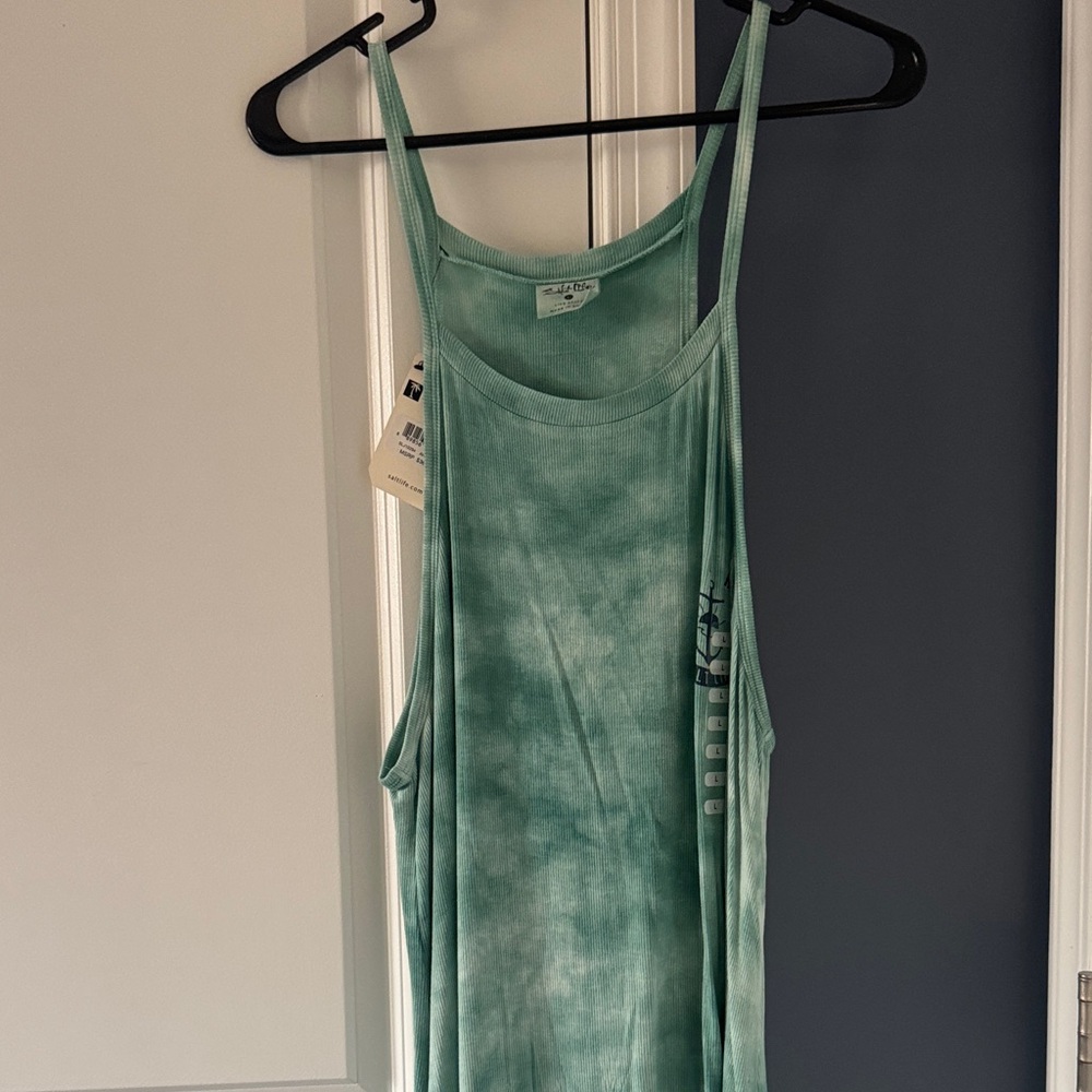 Salt Life Ribbed Tank dress in Seafoam